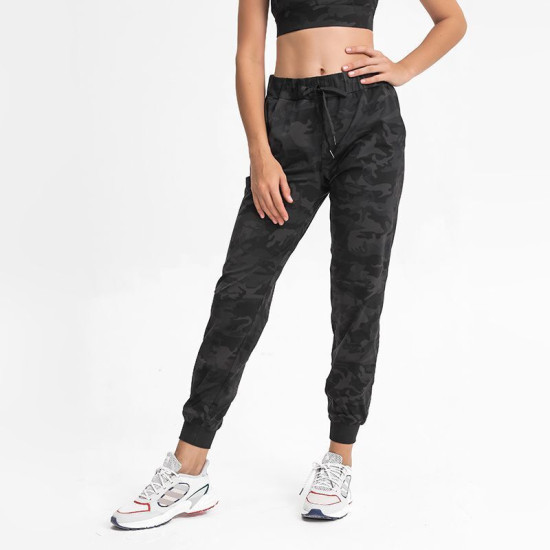 Women Sports Camo Jogger Drawstring Waist Workout Tapered Sweatpants With Pocket