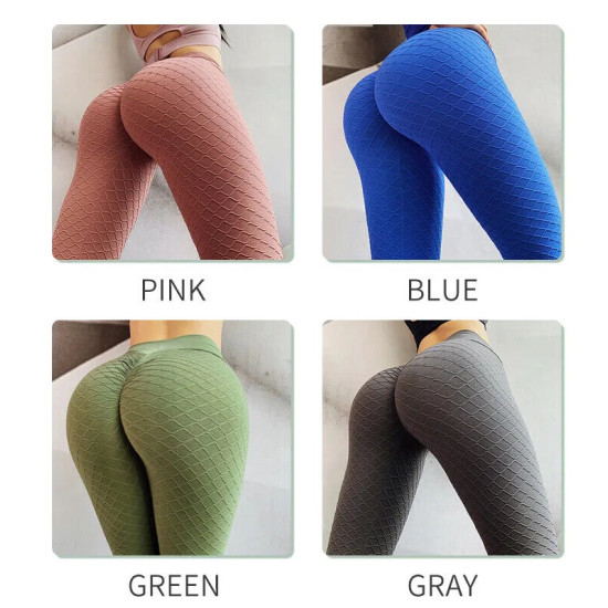 Women Sports Yoga Pants Solid Mesh Leggings Elastic High Waist Seamless Trousers