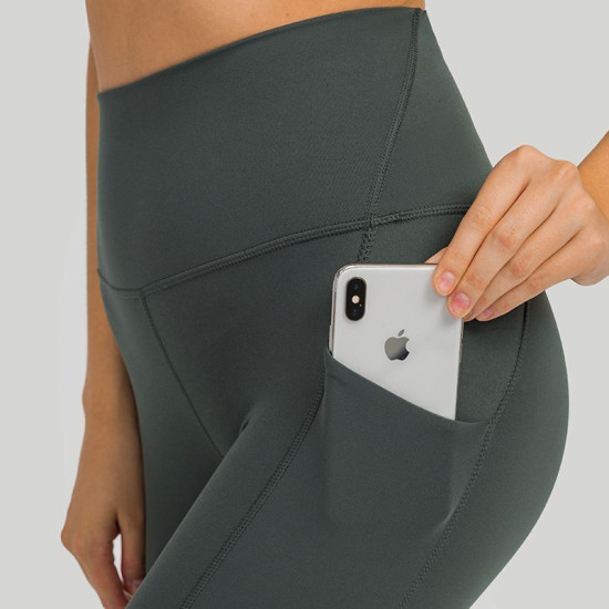 Women Yoga Pants Sport High Waist Fitness Gym Workout Leggings With Side Pockets