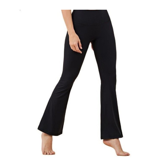 Sports Women Yoga Pants Leggings Bell Bottom Elastic Back Waists Pocket Trousers