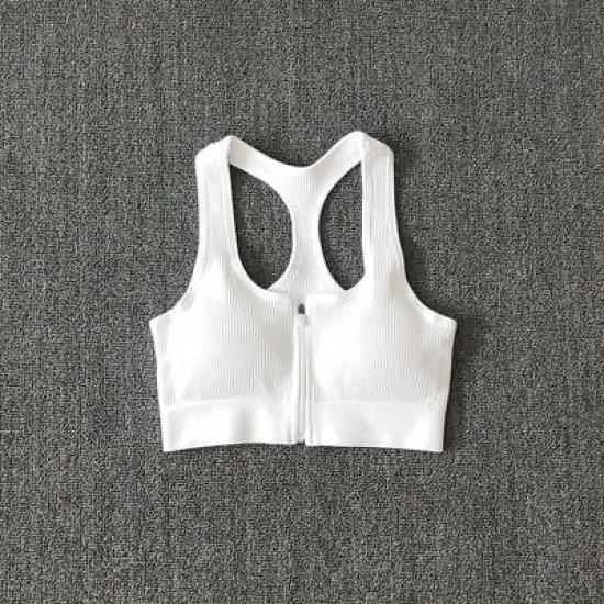 Sports Bra Crop Top Zipper Fitness Women Sportswear Fitness Running Push Up Bras