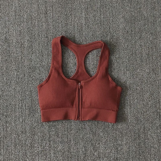 Sports Bra Crop Top Zipper Fitness Women Sportswear Fitness Running Push Up Bras