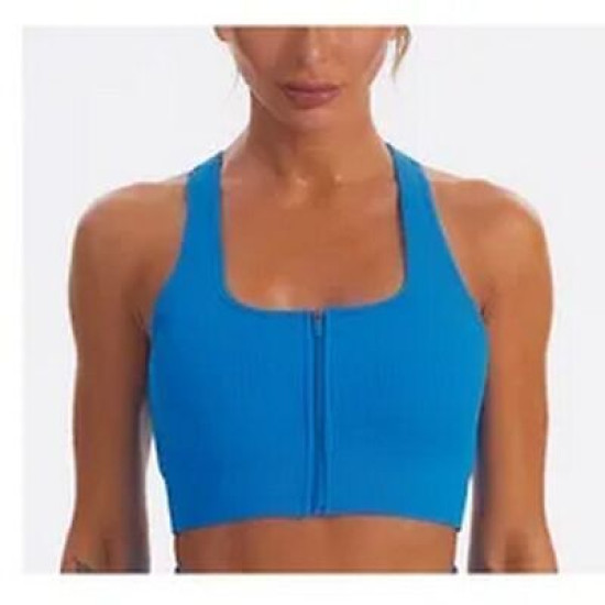 Sports Bra Crop Top Zipper Fitness Women Sportswear Fitness Running Push Up Bras