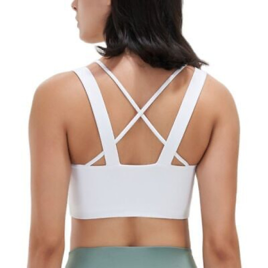 Yoga Bra Women Bralette Workout Elastic Solid Shockproof Cross Back Crop Top New