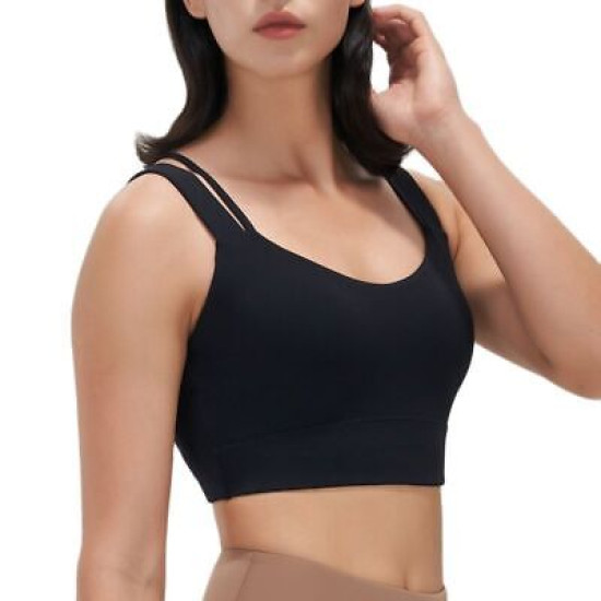 Yoga Bra Women Bralette Workout Elastic Solid Shockproof Cross Back Crop Top New