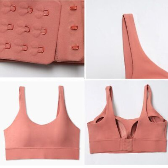 Yoga Women Sports Bra Gym Fitness Buckle Bralette Chest Pad Removable Solid Tops