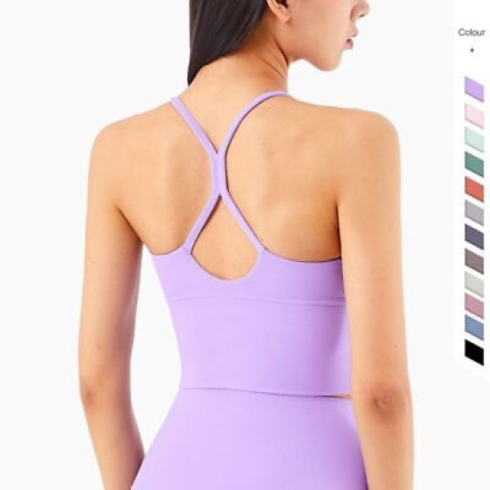 Women Yoga Sports Bra Solid Vest Gym Workout Running Athletic Cross Back Clothes