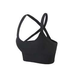 Sports Bra Women Cross Crop Top Solid Yoga Padded Running Gym Workout Activewear