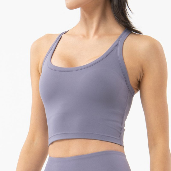 Sports Women Yoga Bra Fitness Gym Vest Double Layer Support Nylon Sportswear Top