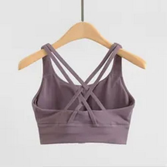 Padded Women Sports Bras Yoga Top Athletic Brassiere Fitness Solid Nylon Elastic