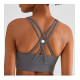 Padded Sports Yoga Bra Women High Neck Crop Tops Solid Wireless Workout Clothing