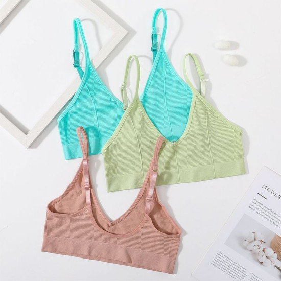 Seamless Women Bra Tops U Back Adjustable Straps Sports Backless Solid Bralettes