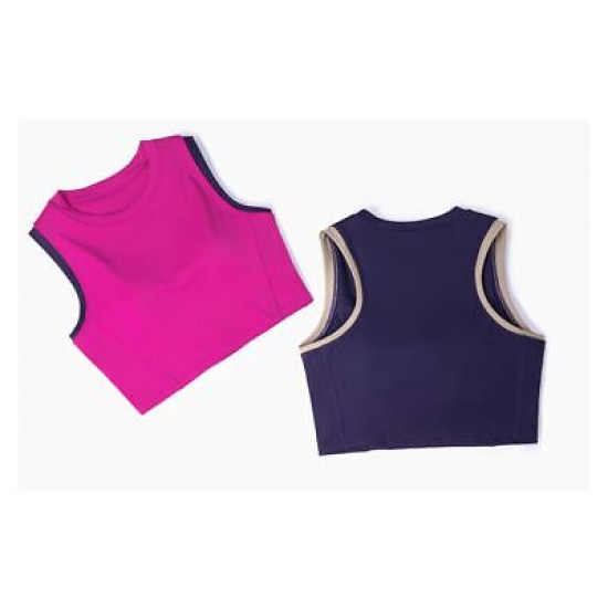 Summer Women Sports Bra Vest Yoga Contrast Colour High Push Up Padded Sportswear