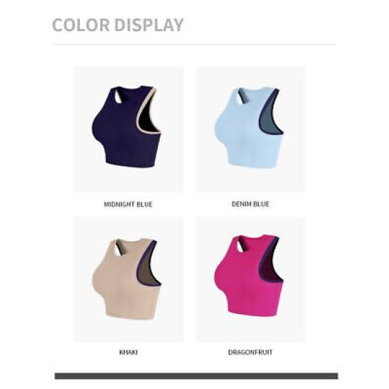 Summer Women Sports Bra Vest Yoga Contrast Colour High Push Up Padded Sportswear