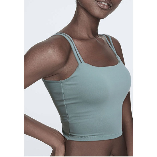 Sports Women Yoga Bras Crop Tops Solid Soft Nylon Padded Sportswear Twisted Back