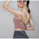 Sports Bra Women Crop Tops Strappy High Impact Gym Vest Fitness Solid Activewear