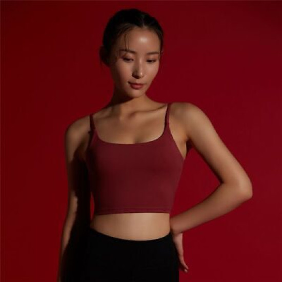 Sports Bra Women Crop Tops Strappy High Impact Gym Vest Fitness Solid Activewear
