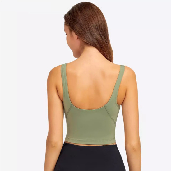 Yoga Sport Women Bra Longline Athletic Workout Crop Tops With Built In Bras Wear