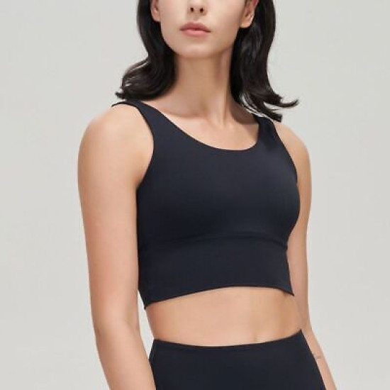 Women Yoga Sports Bra Gym Fitness Crop Top Chest Pads Removable Solid Activewear