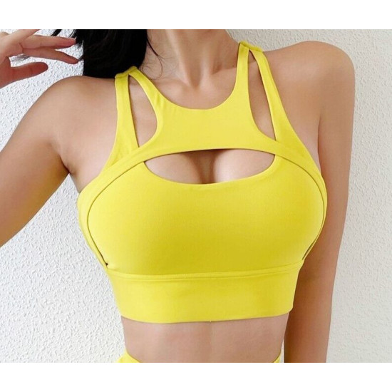 Sports Bra Women Yoga Gym Bralette Crop Top Chest Pad Removable Solid Activewear