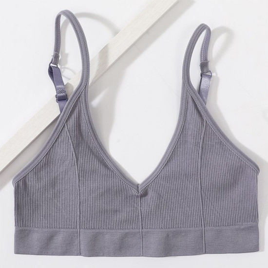 Women Seamless Bra U Back Crop Tops Unlined Daily Sports Solid Wireless Bralette