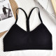 Women Sports Seamless Bra Wireless Y Shaped Back Cropped Top Removable Pad Solid