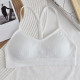 Women Sports Seamless Bra Wireless Y Shaped Back Cropped Top Removable Pad Solid