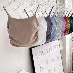 Padded Women Sports Shirts Sleeveless Yoga Vest Breathable Push Up Solid Clothes