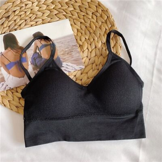 Seamless Women Bra Cropped Top Fitness Tube Padded Sports Bralette Solid Bandeau