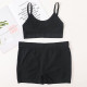 Seamless Women Bra Sets Sports Underwear V Neck Bralette High Waist Shorts Solid