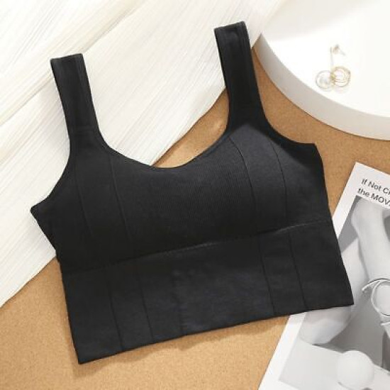 Padded Sports Women Bra Seamless Underwear Camisole Removable Pad Crop Top Solid