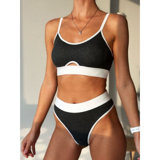 Sports Bra Panties Set Women Hollow Out Seamless Cotton Underwear U Back Push Up