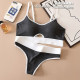 Sports Bra Panties Set Women Hollow Out Seamless Cotton Underwear U Back Push Up